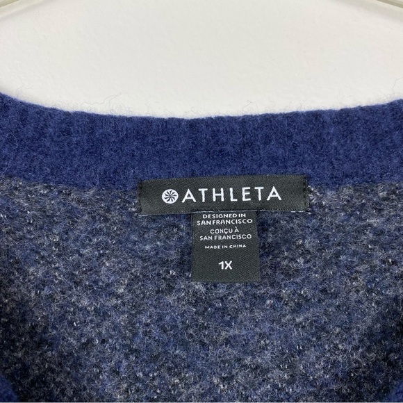 Athleta Hawthorn Textured Crewneck Wool Blend Sweater Navy Animal Print Size 1X - Picture 7 of 8